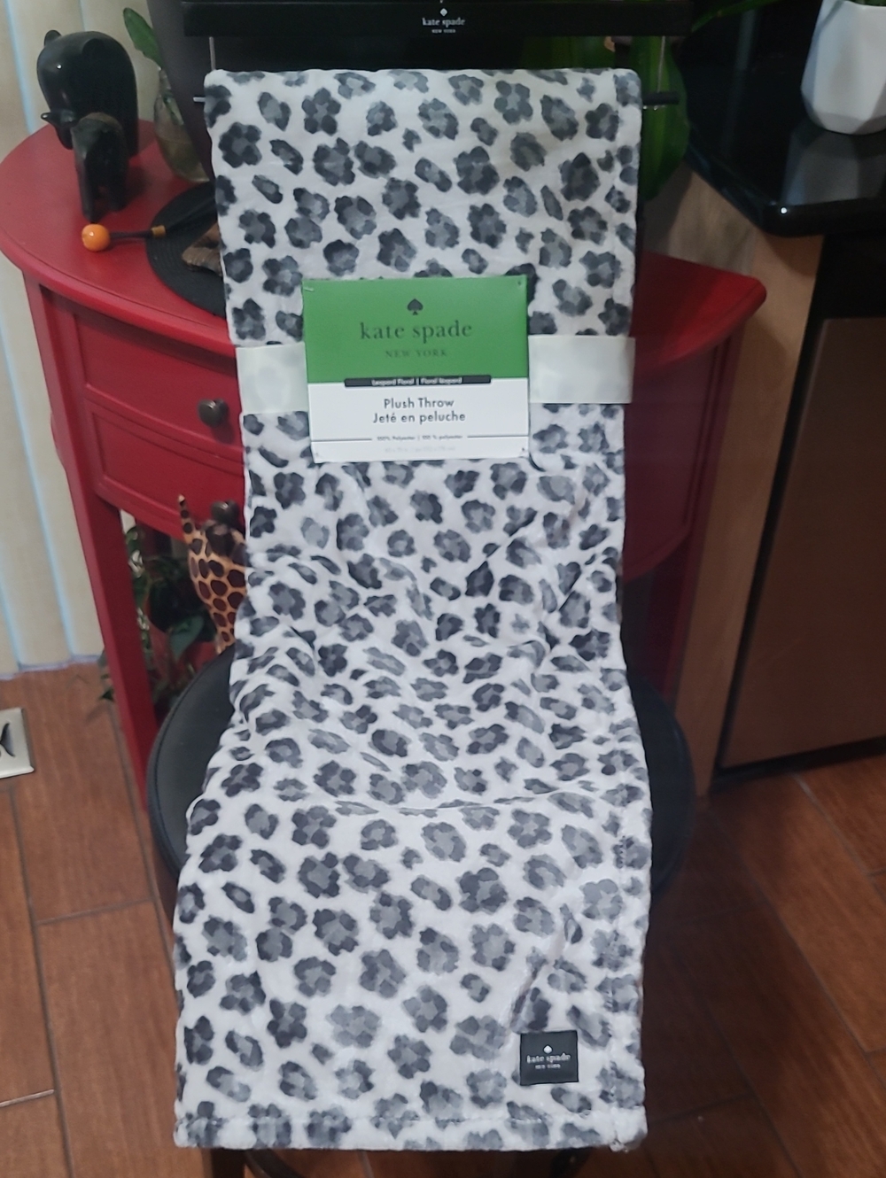 Kate Spade Leopard Floral Plush Throw